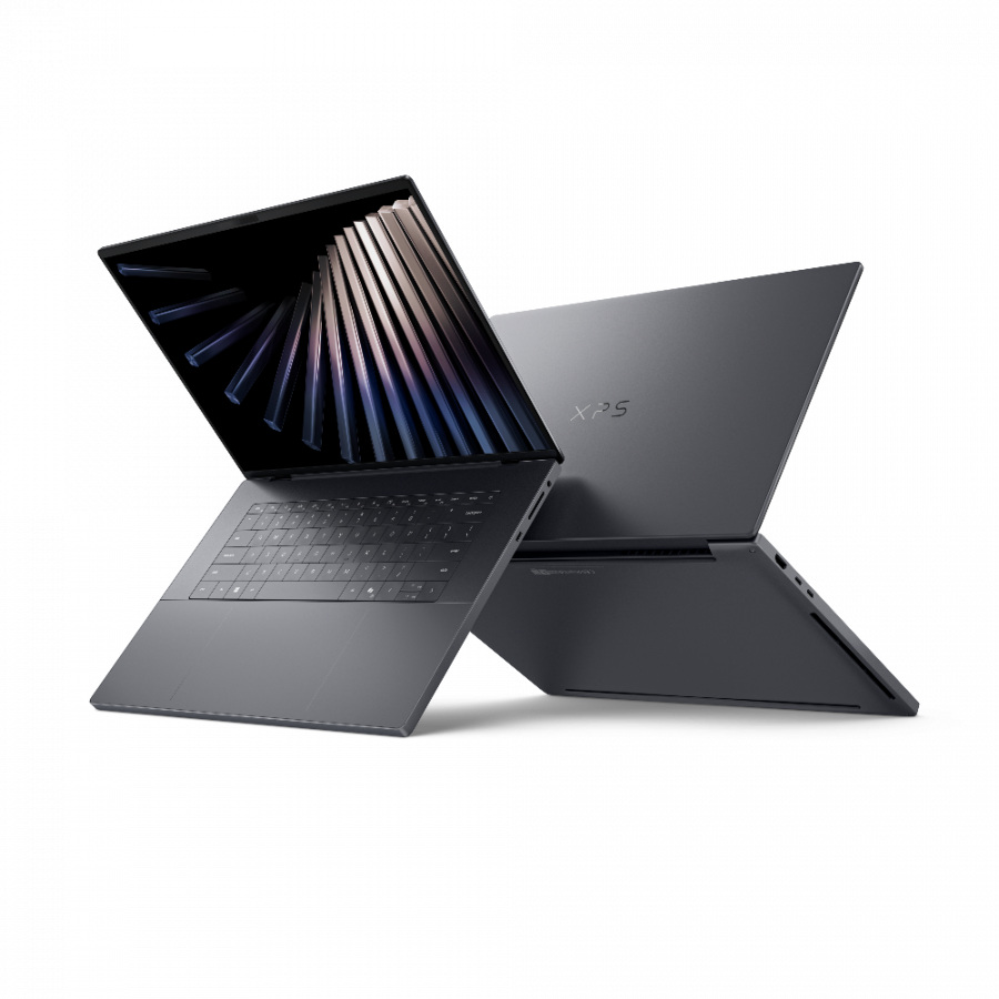 Два ноутбука Dell XPS 16 Creator Edition, вид спереди и сзади